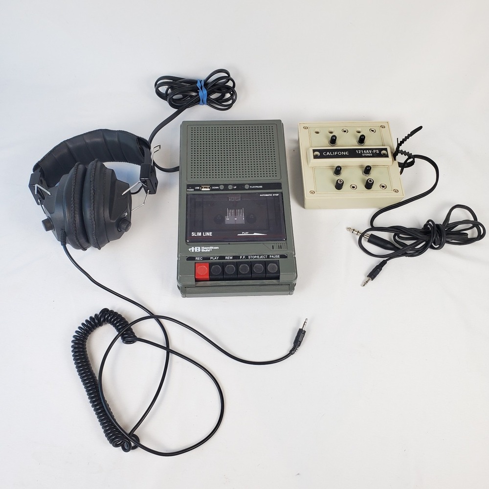 Hamilton Slim Line HA-802 Portable Cassette Player Bundle w/ Jackbox, Headphones